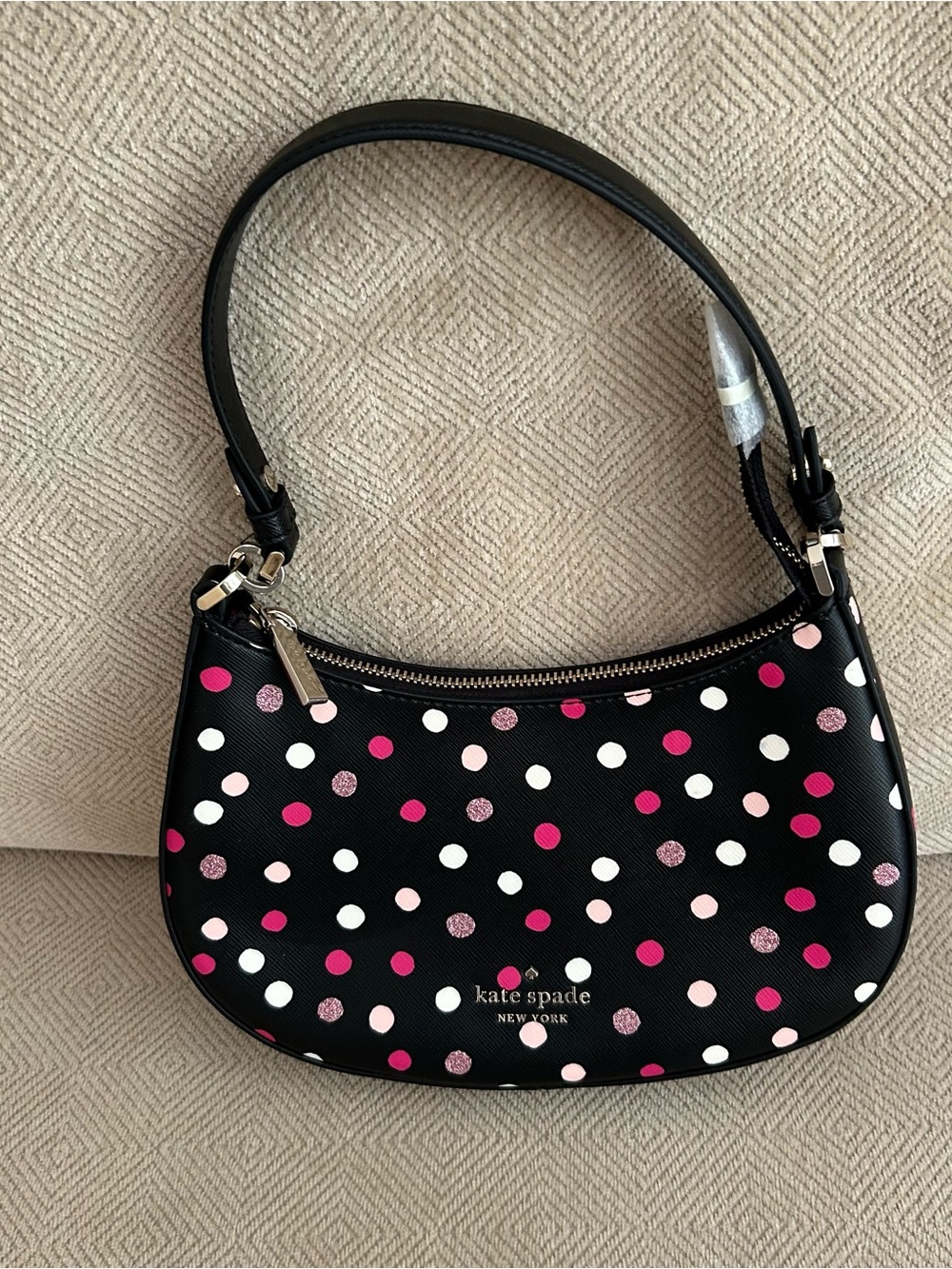 Kate Spade New York Staci glimmer polka dot half moon shoulder bag, card case